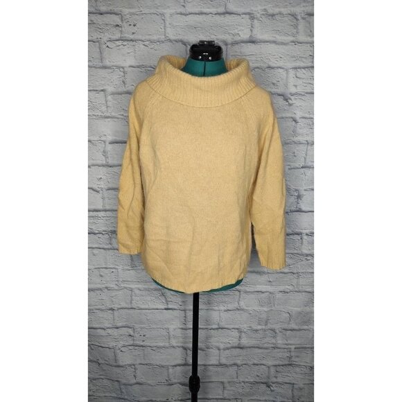 RAFAELLA Womens Pullover Sweater Yellow Angora Rabbit Hair cowl neck XL New - Picture 1 of 6